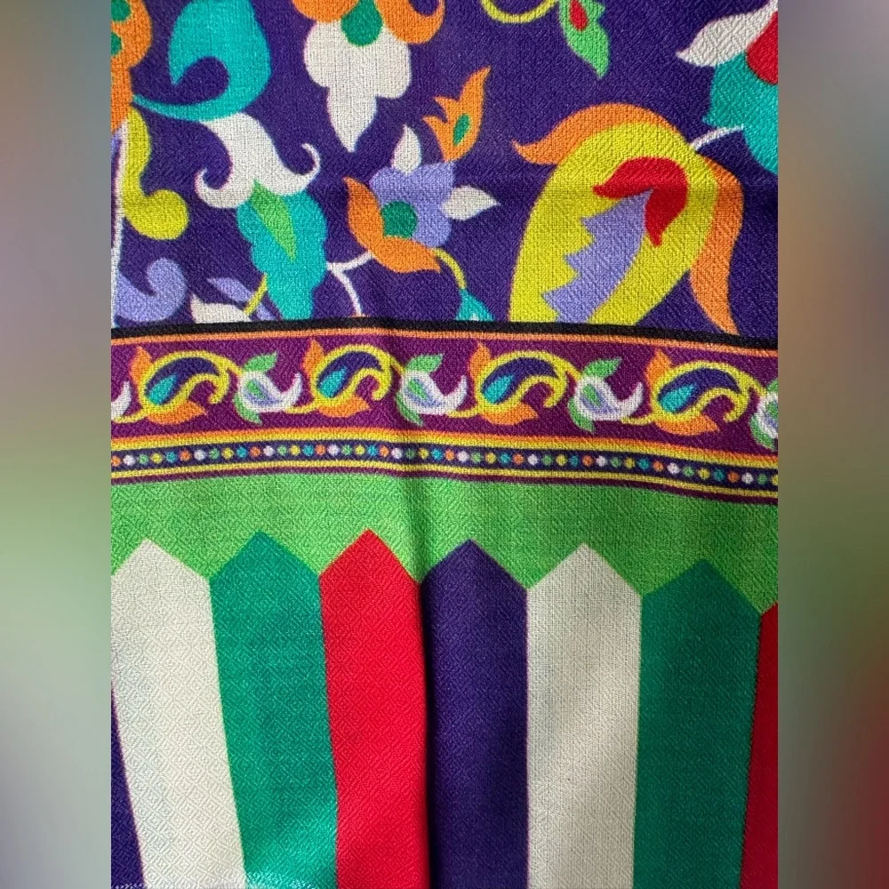 Indian pashmina purple black 28x80 silk cotton blend - Picture 3 of 4